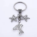 Punk Rainbow Figure Skating Snowflake Keychain for Jewelry Accessories Metal Keyrings Bag Car Key Alloy Pendant Trendy Trinket