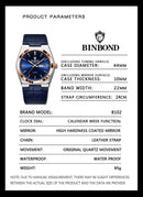BINBOND New Authentic Youth Men's Quartz Watchwith Fashion Leather Strap Waterproof Luminous Calendar Luxury Business Men Watch