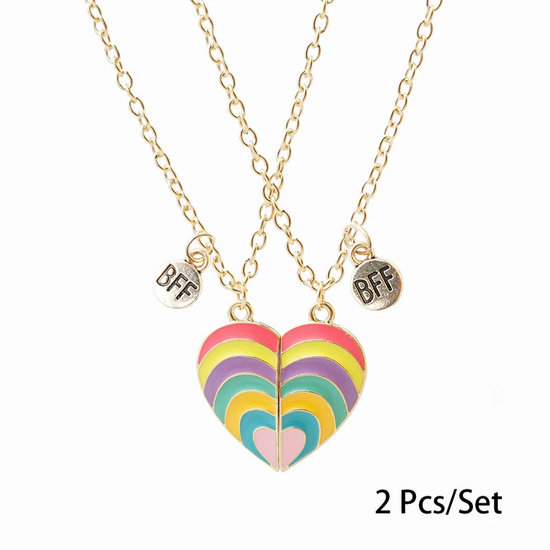2 Pcs/Set Magnetism Best Friends Pendant Necklace for Women Rabbit Lover Broken Heart Clavicle Chain BFF Best Friends Jewelry