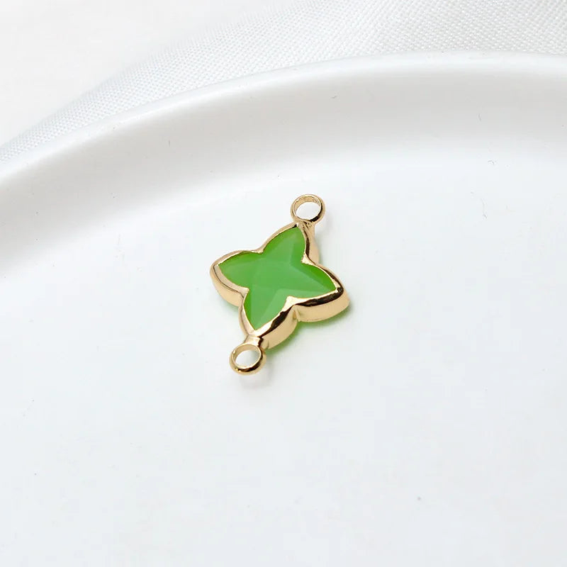 6pcs Diy Accessories Copper Bag Edge Jelly Color Flower Star Pendant Earring Bracelet  Handmade Material Jewelery Charms