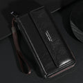Men's PU Zipper Handbag Large Capacity Long Wallet Clutch Bag Phone Bag Multi Card Card Holder Coin Purse Wallet Double Layer
