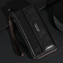 Men's PU Zipper Handbag Large Capacity Long Wallet Clutch Bag Phone Bag Multi Card Card Holder Coin Purse Wallet Double Layer