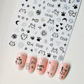 Laser Silver 3D Kawaii Cute Cat Nail Stickers Holographic Cartoon Puppy Dog Graffiti Design Sliders Decals Manicure Decoration
