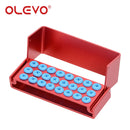 OLEVO Aluminum Dental Burs Holder Sterilizer Case Drills Block for High/Low Speed Bur Organizer Box With Silicone Autoclavable