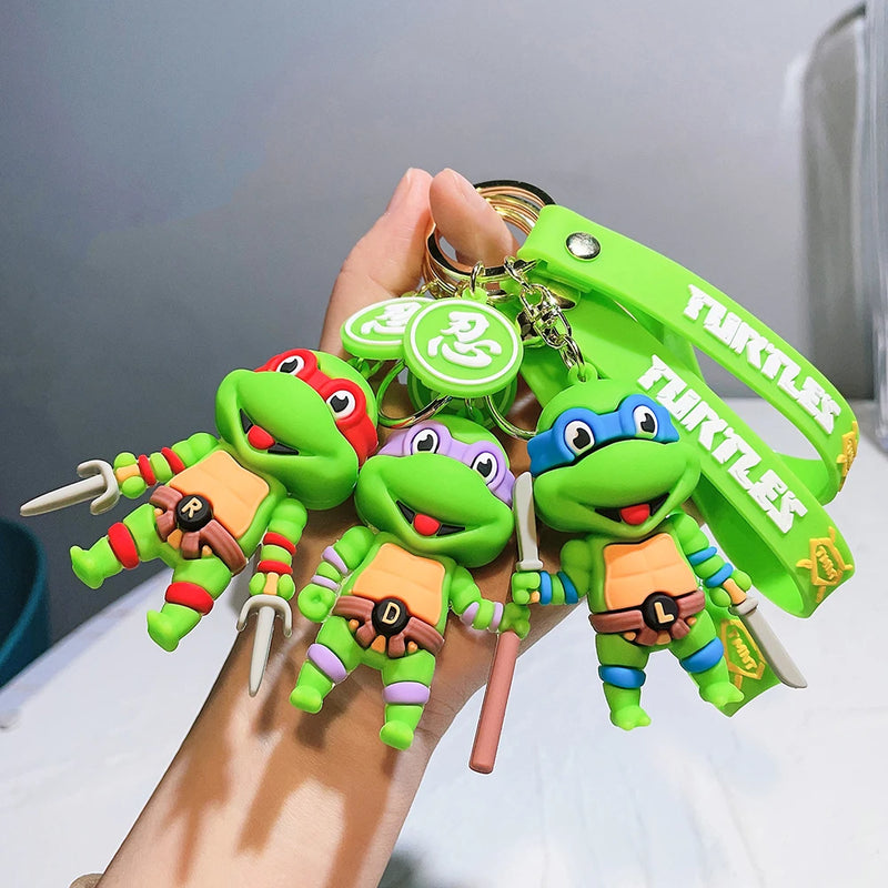 Anime Ninja Turtle Figure Keychain Teenage Mutant Ninja Turtles Raphael Donatello Doll Keyring Car Key Bag Ornament Gift