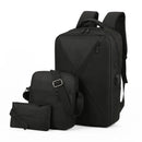 3pcs Versatile Backpack Trendy Washable Computer Bag Black Grey Blue Red School Business Backpack Unisex