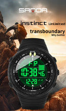 SANDA Men's Electronic Watch Outdoor Sports LED Analog Digital Alarm Clock Chronograph Multifunction Waterproof Men's Wristwatch