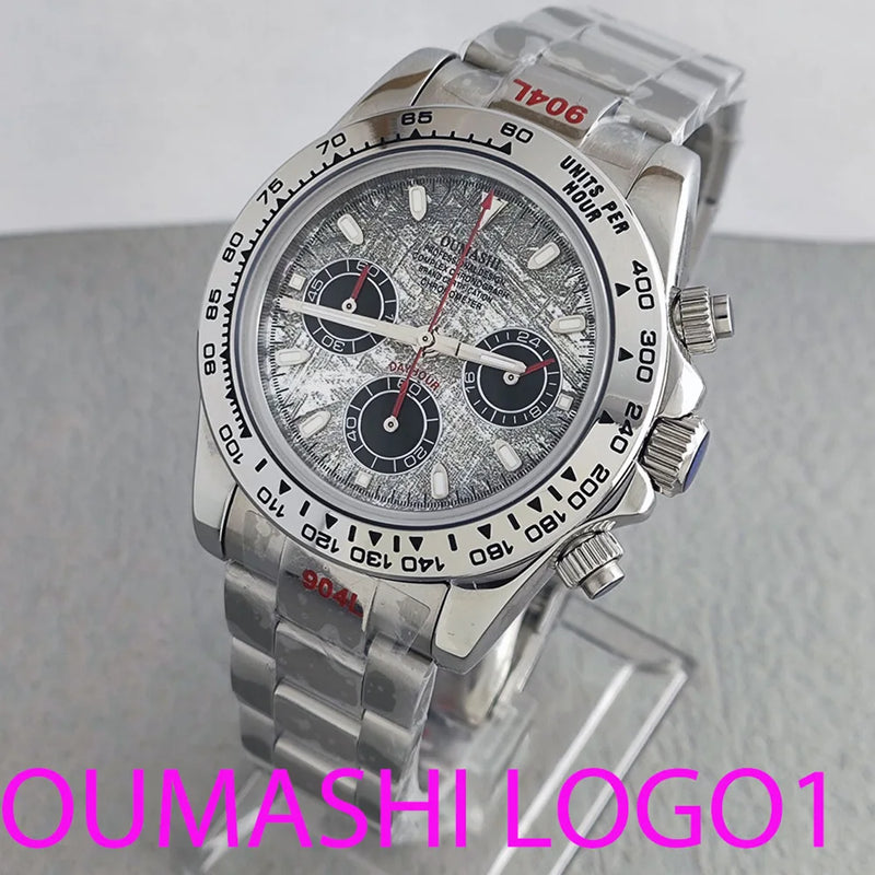 Luxury 39.3mm quartz Chronograph Business Watch Men's VK63 Sport Sapphire Glass Meteorite dial Ceramic bezel vk63 watch