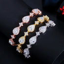 ThreeGraces Shiny Water Drop Cubic Zirconia Elegant Link Chain Bridal Bracelet for Women Luxury Wedding Party Jewelry BR375