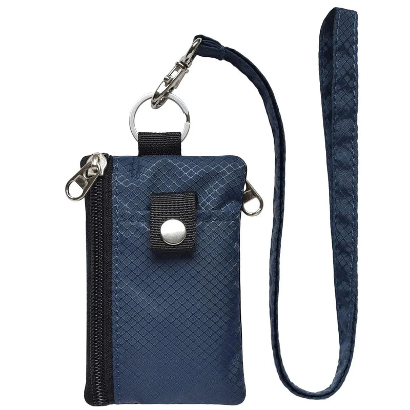 Wallet ID Badge Holder Waterproof Nylon Zipper Pouch and Lanyard Student Bus Transfer Cards Cash Coin Travel Bag RFID Blocking