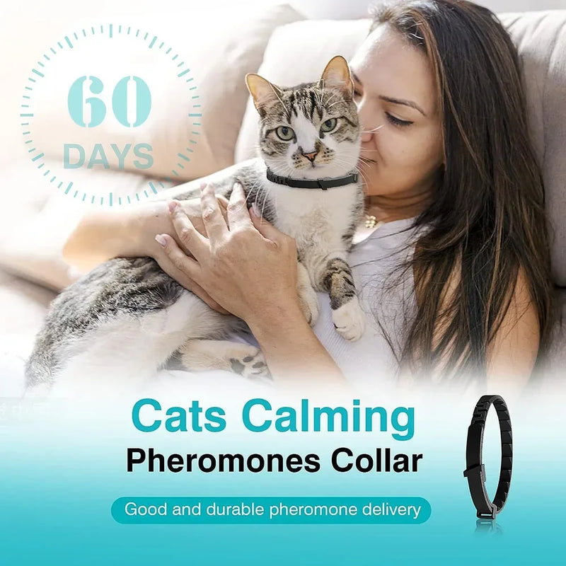 Pet Calming Collar for Cats Effective Relief Reduce Anxiety Stress Pheromones Relaxing Breakaway Collar for Kittens Puppies Dogs