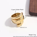 New Irregular Stainless Steel Chunky Dome Ring for Women Men Statement Croissant Ring Wide Double Layer Rings Party Jewelry Gift