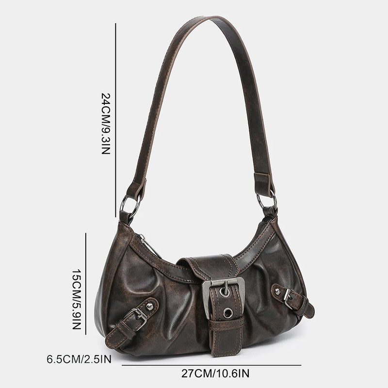 Women's Pleated Hobo Red Shoulder Bag for Women PU Leather Clutch Handbag Purse Y2K Bag for Girls Chic Travel Commuter Bag