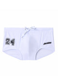 New low-rise boxer swimming trunks seaside printed letters sports casual quick-drying men's swimming trunks