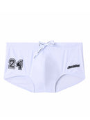 New low-rise boxer swimming trunks seaside printed letters sports casual quick-drying men's swimming trunks