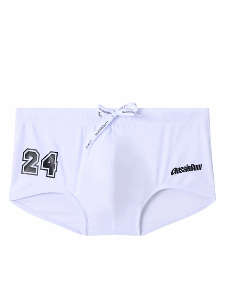 New low-rise boxer swimming trunks seaside printed letters sports casual quick-drying men's swimming trunks