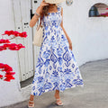 Summer Holiday Dress Women Casual Sleeveless A-Line Party Long Dress Boho Casual Sleeveless Party Dress 2024