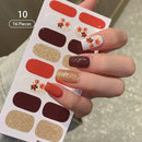 New 16 Strips Autumn Nail Stickers Full Cover Nail Patch Leopard Print 3D Nail Stickers Nail Polish Strips DIY Nail Art Making
