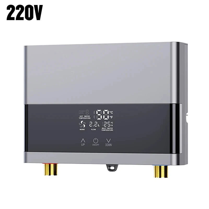 110V 220V Instant Water Heater Bathroom Kitchen Wall Mounted Electric Water Heater LCD Temperature Display with Remote Control