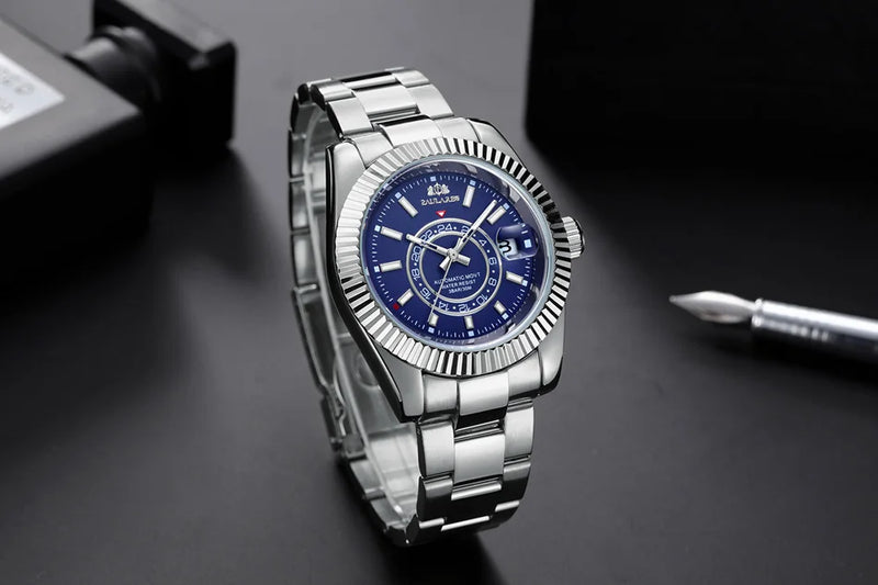 Automatic Watch for Men Mechanical Movement Stainless Steel Rose Gold Blue Luxury Sky 40mm Reloj Hombre Baratos