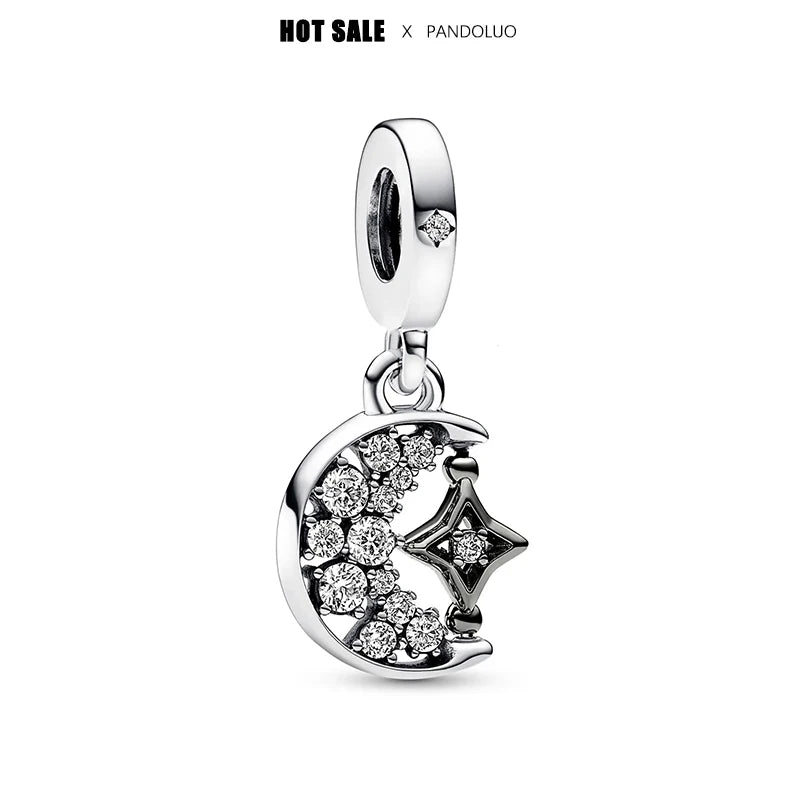 2024 New in Sun Moon Stars Shape Pendant Charm Beads Fits Bracelets Bangle Necklace Women Luxury DIY Jewelry Party Festival Gift