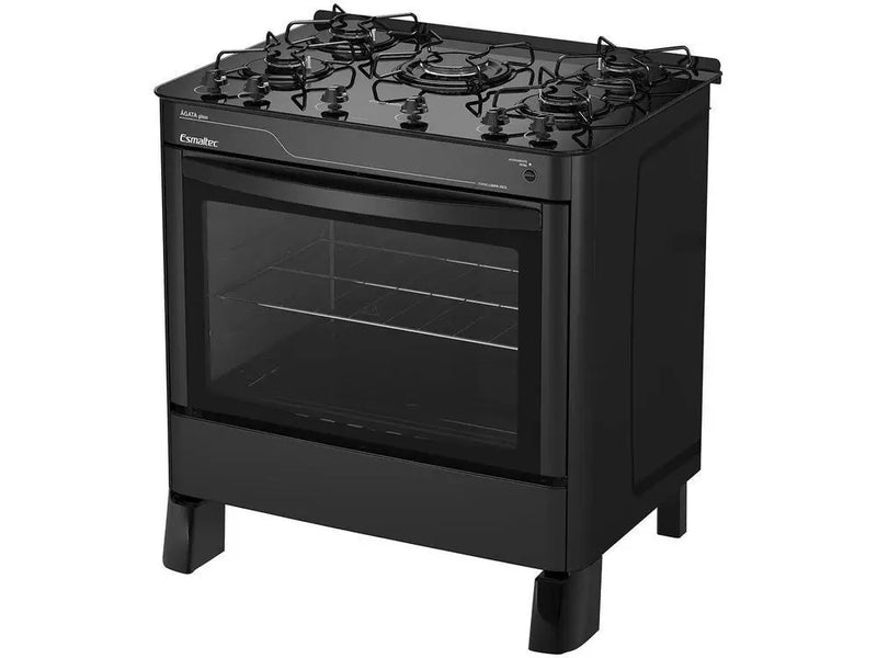 5-Ball Stove Esmaltec Black Glass Table Agata Glass - Bivolt