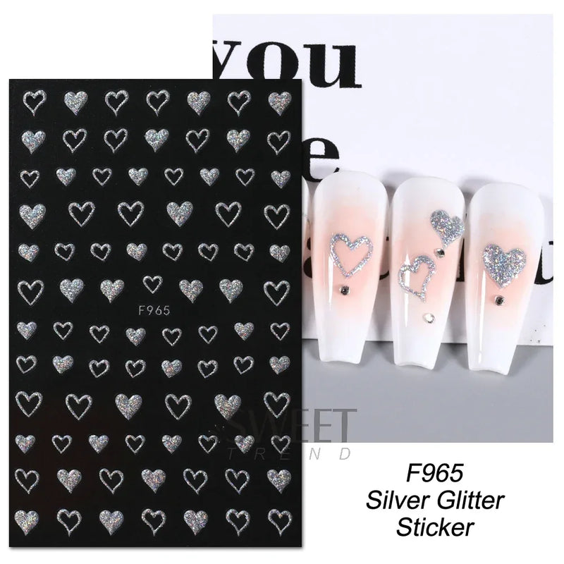 3D Snake Laser Stickers for Manicure Black Gold Abstract Leaves Luxury Nail Art Adhesive Slider Polish Decor Decals SASW-SJ