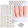3D Snake Laser Stickers for Manicure Black Gold Abstract Leaves Luxury Nail Art Adhesive Slider Polish Decor Decals SASW-SJ