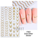 3D Snake Laser Stickers for Manicure Black Gold Abstract Leaves Luxury Nail Art Adhesive Slider Polish Decor Decals SASW-SJ