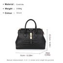 Aidrani  Genuine leather women's handbag, large capacity crocodile patterned cowhide bag, black