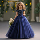 Puffy Girls Party Dress Elegant Kids Wedding Gala Prom Gown Sequin Bow Children Birthday Princess Dress For Girl Clothes 5-14Yrs