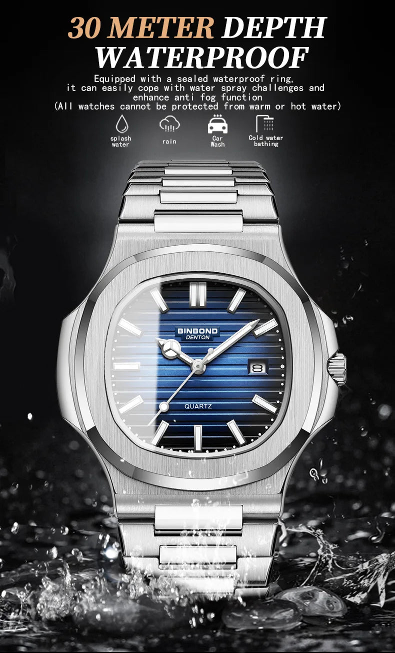 Classic Retro Brand Men Watch Business Steel Belt Calendar Luminous Waterproof Square Male Clock Fashion Quartz Watches gift