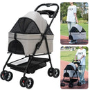 Suitable for dogs and cats to use outdoors. Foldable pet stroller, four-wheel dog travel cart, with storage basket