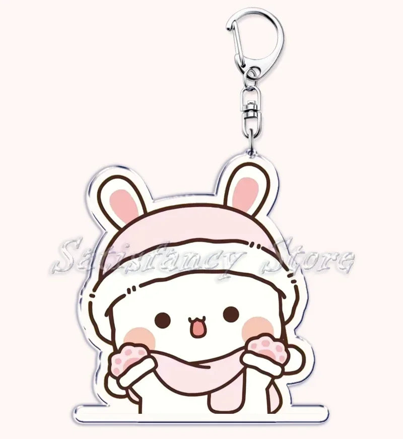 Llavero con diseño de Bubu Dudu, pareja de enamorados, oso panda, accesorios para bolso, colgante, joyería, regalos para amantes.