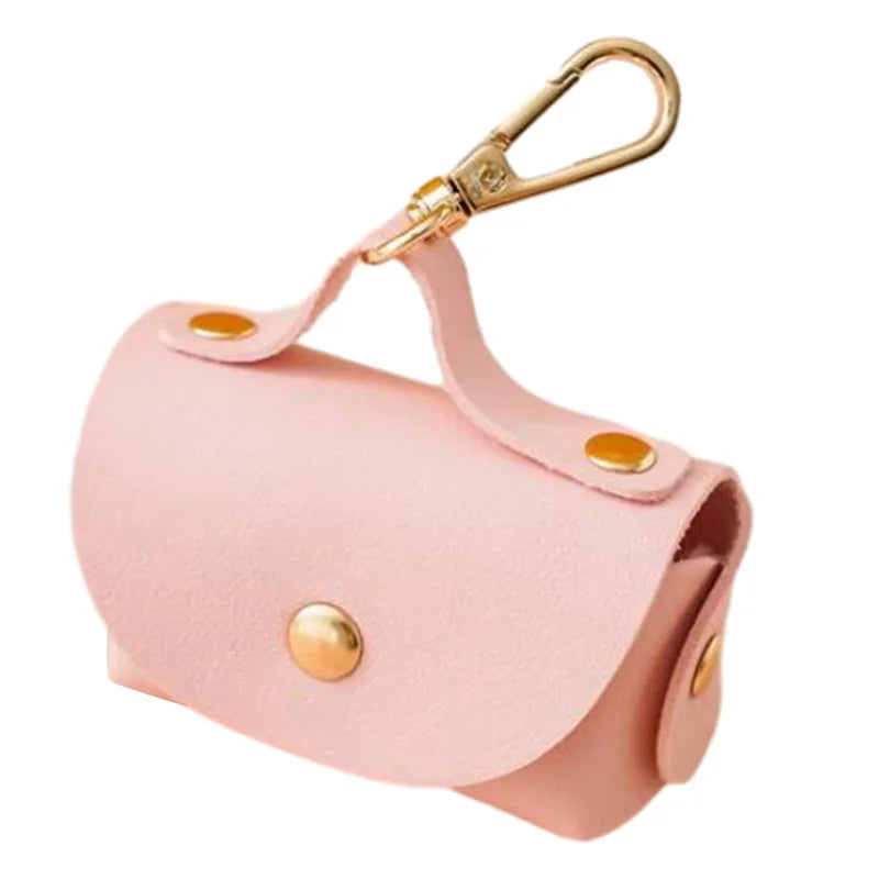 Stylish Pet Bag Holder Faux Leather Pet Poop Bag Holder with Dispenser for Dog Bags Portable Dog Poop Bag Organizer Supplies Pet