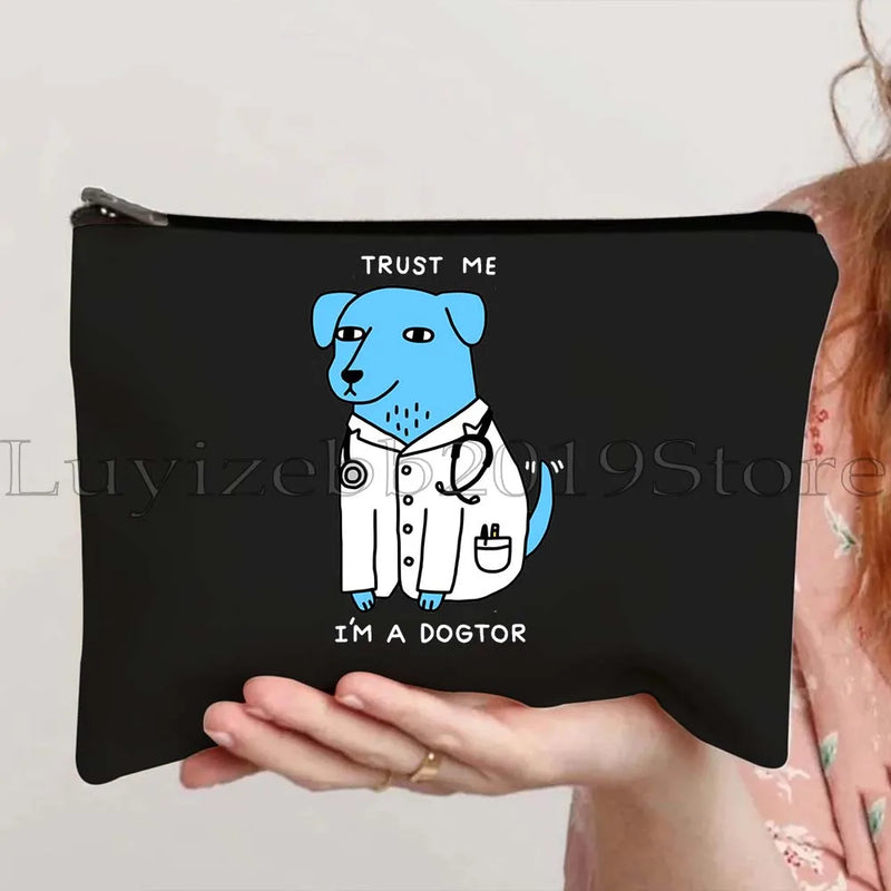 Anatomy Medical Nursing Student Nurse Doctor Flower Stethoscope Brain Canvas Cosmetic Makeup Toilet Bag Pencil Case Zipper Pouch