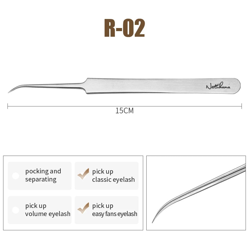 NATUHANA Anti-static Straight Eyelash Extension Tweezers Industrial Precision Curved Straight Lash Eyebrow Tweezers Makeup Tools