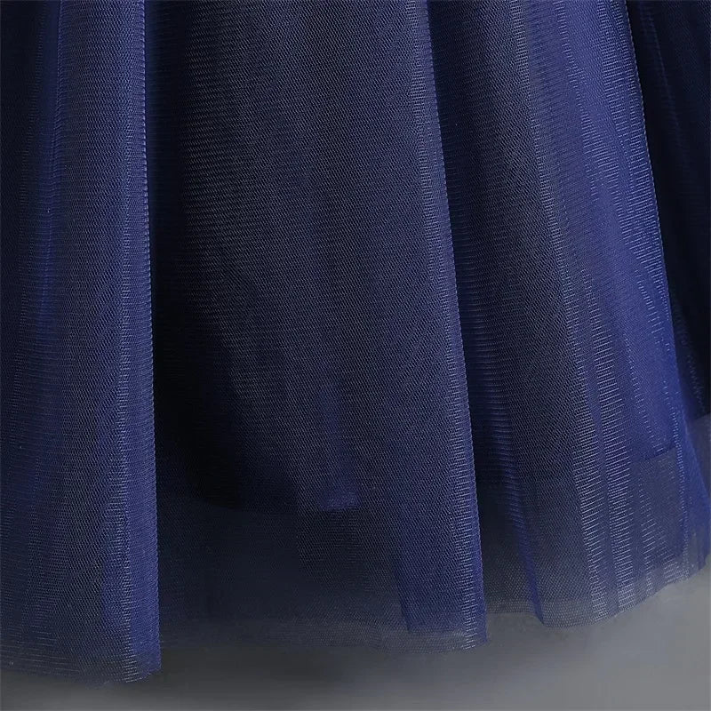 Puffy Girls Party Dress Elegant Kids Wedding Gala Prom Gown Sequin Bow Children Birthday Princess Dress For Girl Clothes 5-14Yrs