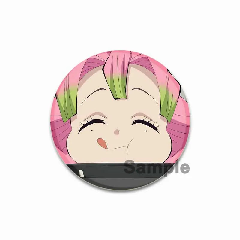 58mm Round Cartoon Brooches Kanroji Mitsuri Pins Anime Badge for Backpack Accessories Hat Decoration HD Print Handmade Gifts
