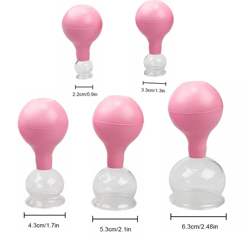 Rubber Head Glass Vacuum Cupping Cups Family Medical Vacuum Cans Suction Therapy Device Back Body Massage Health Care Tools