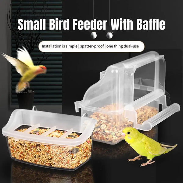Parrot Feeder Drinker Bird Food Box Hanging Bowl Transparent Anti-Spill Water Tank Cage Bird Supplies Pet Plastic Food Container