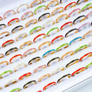 10Pcs/Lot Fashion Classic Rhinestone Stainless Steel Rings For Women Simple Shiny Colorful Finger Jewelry Wedding Party Gifts