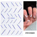 3D Snake Laser Stickers for Manicure Black Gold Abstract Leaves Luxury Nail Art Adhesive Slider Polish Decor Decals SASW-SJ