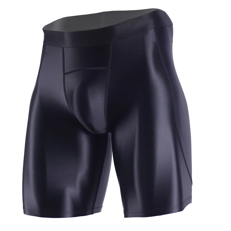 Men Thin Fitness Tights Summer Slim Bottoms Satin Glossy Leggings Streetwear Athletic Pants Quick-drying Skinny Sports Shorts