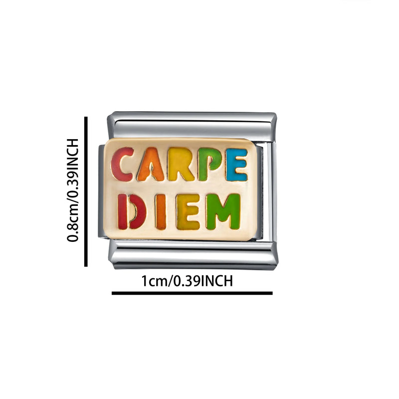 New Fashion Love Beauty Peace Girl Key Happy Forever Dad Italian Links Bracelet Stainless Steel Jewelry Diy Making