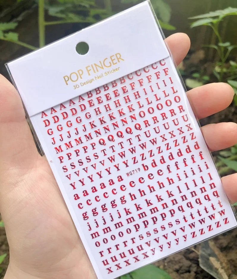 Newest Black Numbers English Letter Design 3d Self Adhesive Decal Slider DIY Decoration Manicure Tools Nail Sticker Accessories