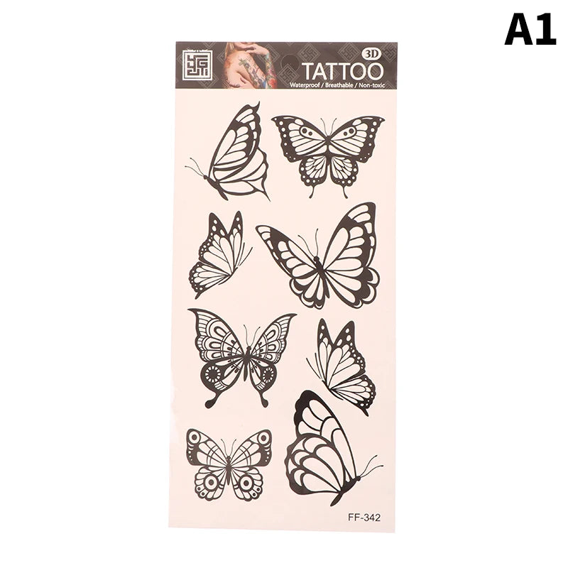 1Sheet Waterproof Temporary Tattoo Sticker 3D Butterfly Theme Fake Tattoo for Women Body Leg Arm Art