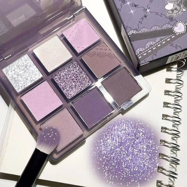 Pearlescent Matte Grey Purple Eye Shadow Punk Smoke Purple 9 Colors Eyeshadow Palette Makeup Palette Glitter Eye Pigment Palett