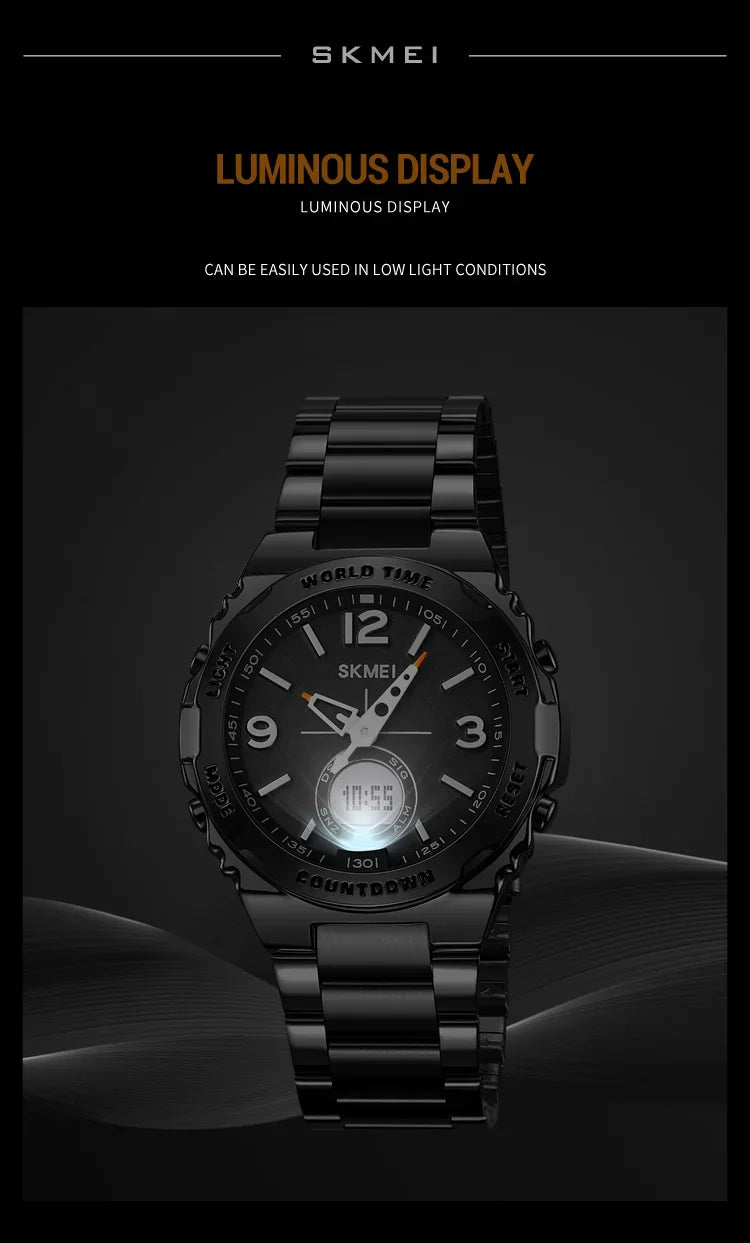 Reloj electrónico SKMEI 2310 resistente al agua para hombre, reloj de pulsera digital de acero inoxidable, reloj de lujo para hombre, reloj con movimiento, reloj para hombre
