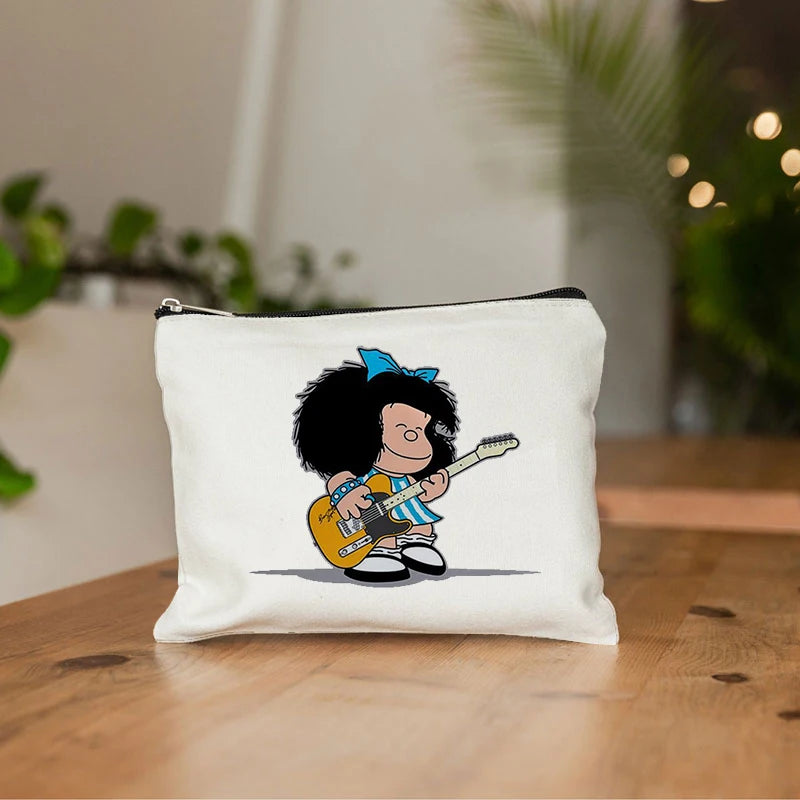 Mafalda Cute Anime Cosmetic Makeup Bag Pencil Organizer Zipper Kawaii Make Up Pouch Purse Travel Toiletry Bags Gift